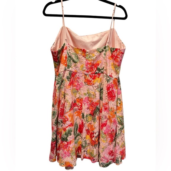 A109 DB Studio Floral Lace Fit Flare A line Dress Sz 18 Pink Spring - Picture 3 of 8